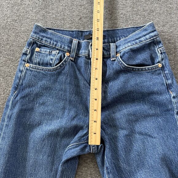 7 For All Mankind Tess Blue Bell Jeans Womens 24 Boho Denim USA Raw Hem 25x32 - Picture 13 of 14
